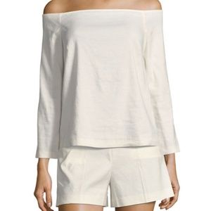 Theory cream linen stretch off-the-shoulder - S